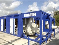 Damen Dredging Equipment has developed a series of booster stations which are placed in between the dredge discharge pipes.